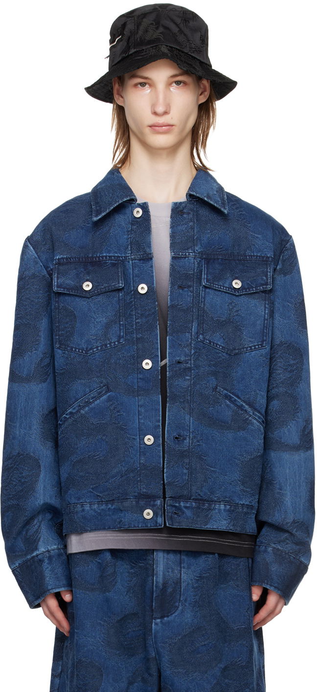Takki Feng Chen Wang Feng Chen Wang Dragon Print Denim Jacket Sininen | FUS17JK20, 0