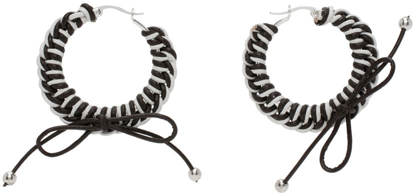 Korvakorut Chopova Lowena Nimbus Mini Hoop Earrings with Leather Braid Musta | 6510