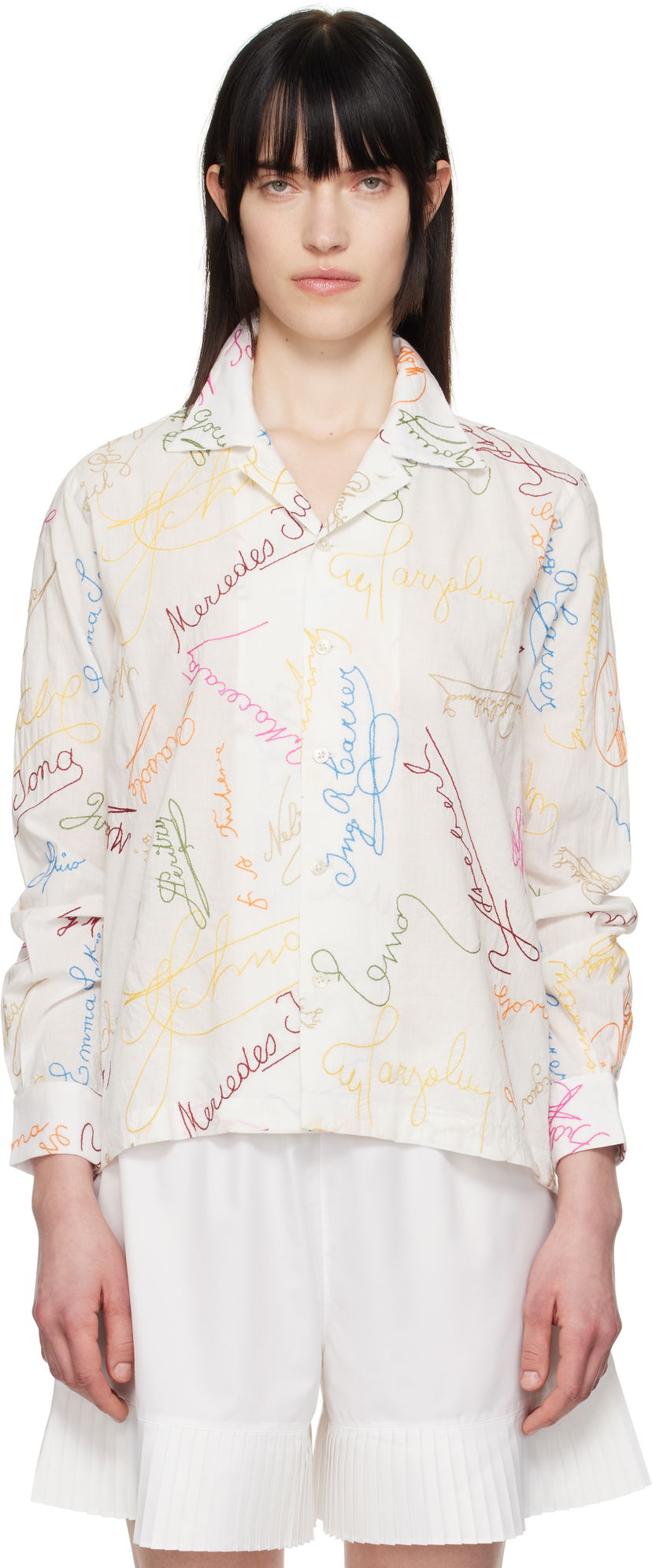 Paita Bode Bode Signature Scrawl Button-Down Shirt Valkoinen | MRS25SH015