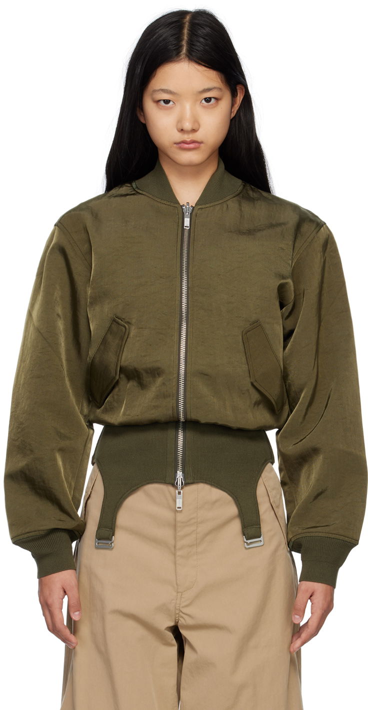 Bomber-takki Dion Lee Convertible Rib Reversible Bomber Jacket Vihreä | C4033R23