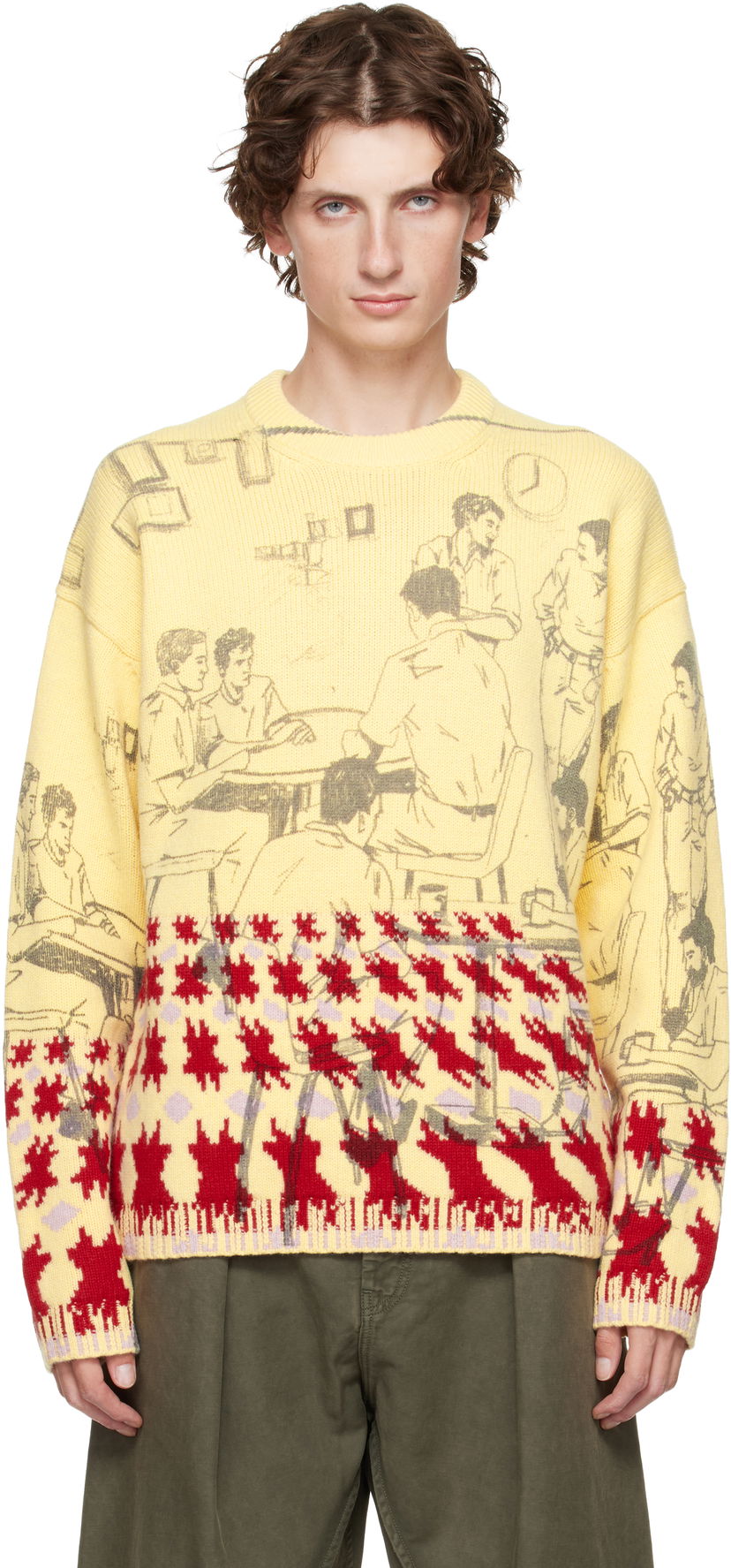 Villapaita JW Anderson Jacquard Knit People Graphic with Abstract Motif Sweater Monivärinen | KW1439-YN0373