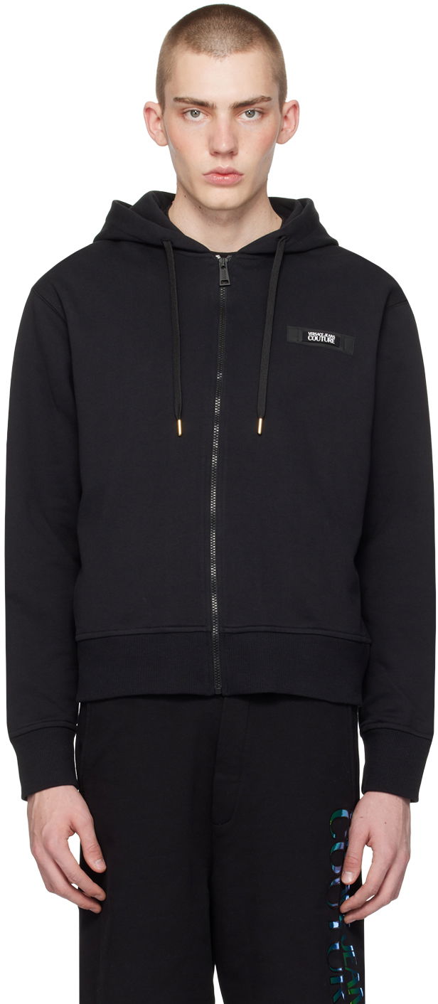 Huppari Versace Jeans Couture Black Patch Hoodie Musta | E76GAIE05_ECF00E