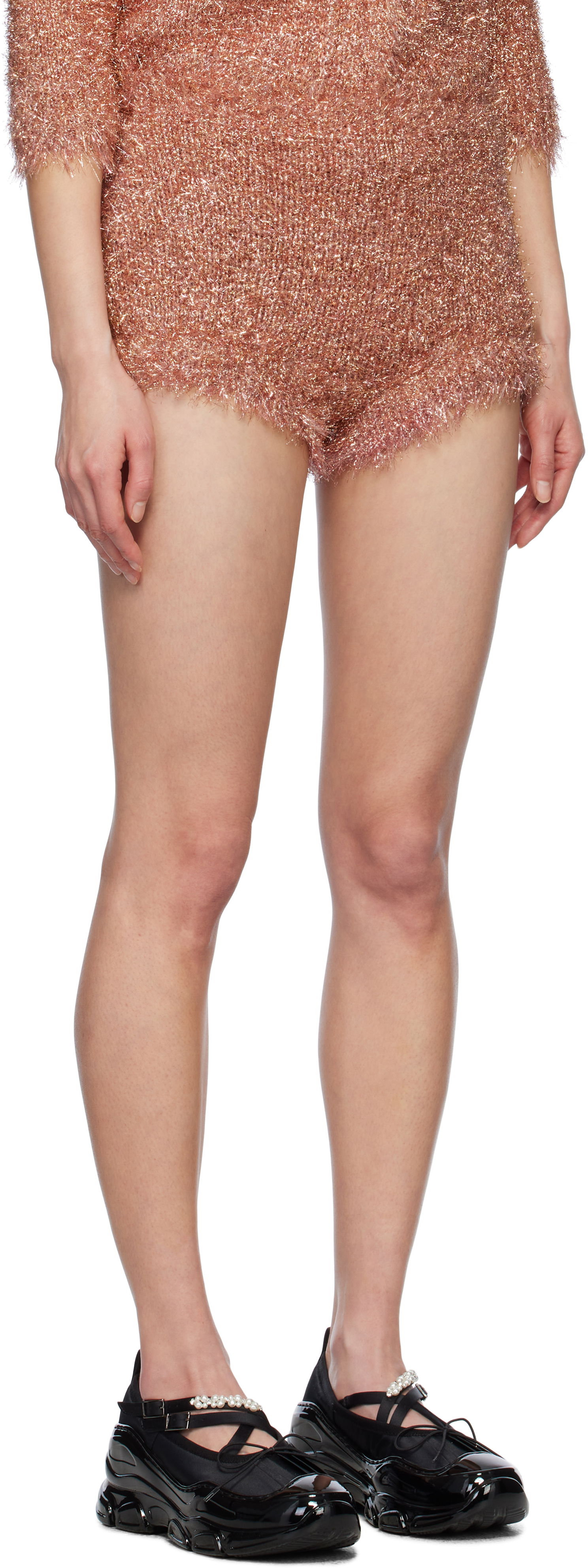 Shortsit Simone Rocha Simone Rocha Tinsel Knit Shorts Vaaleanpunainen | PRMK3 0664, 1