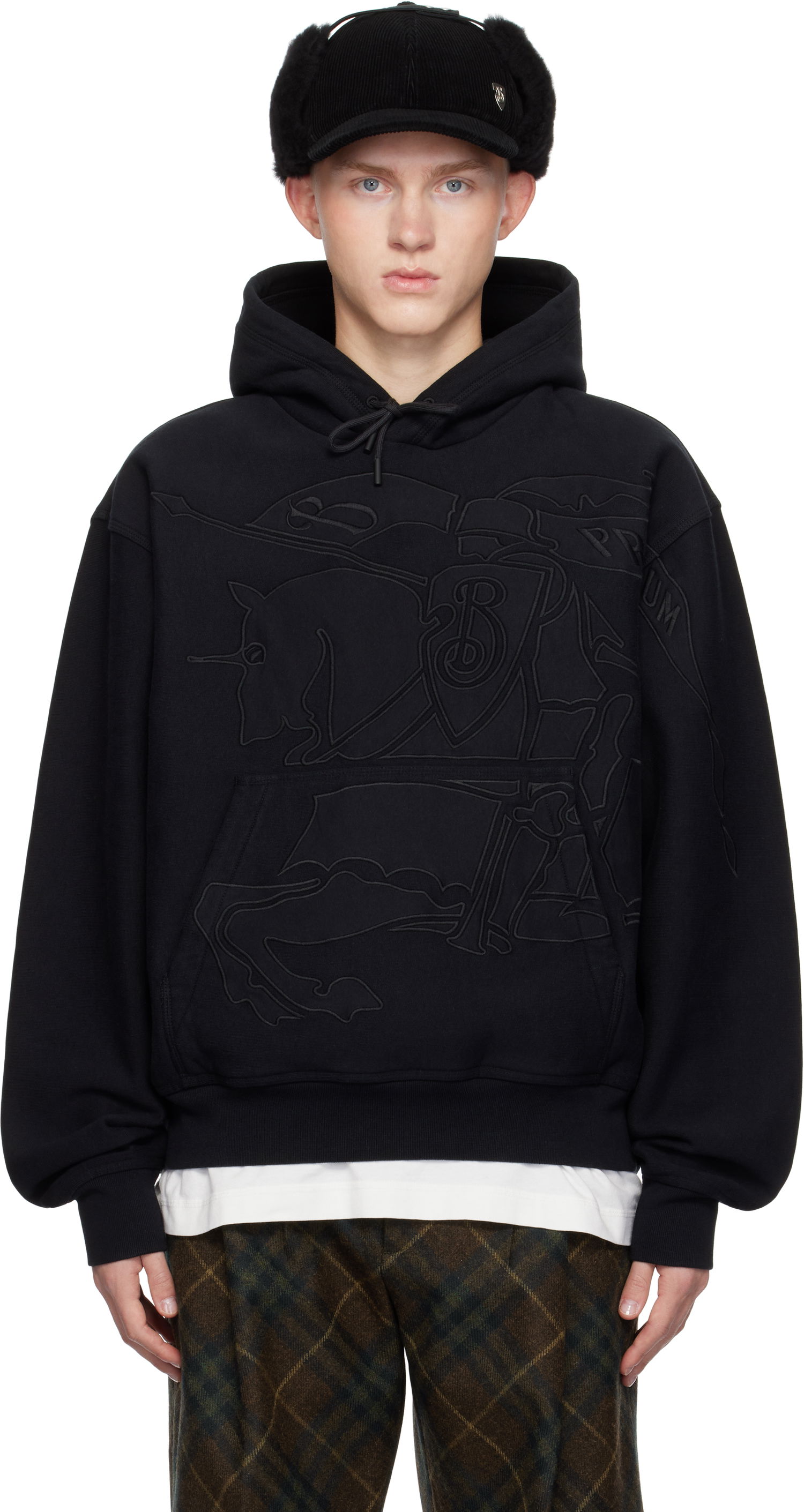 Huppari Burberry Embroidered EKD Hoodie Musta | 8098214, 0