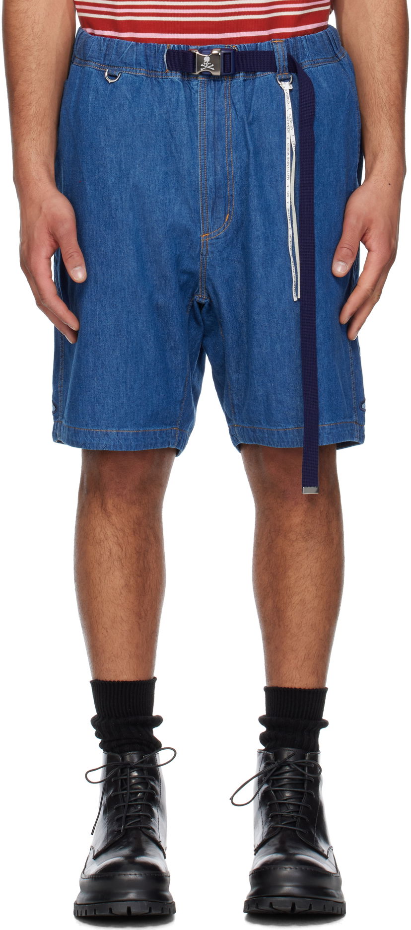 Shortsit Mastermind WORLD Mastermind World Belted Easy Denim Shorts Sininen | MW25S14-PA007-002