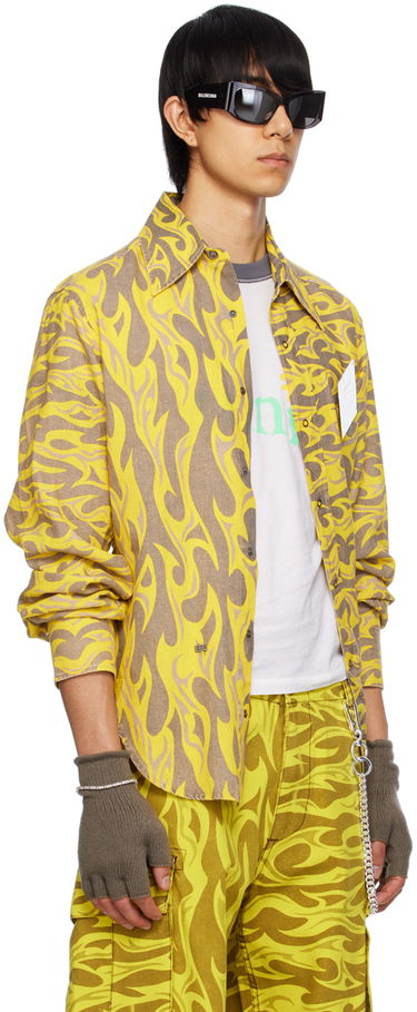 Paita ERL ERL Flame Print Relaxed Shirt Keltainen | ERL08B004, 4