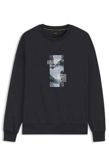 Huppari BOSS Oversized-Fit Cotton-Blend Sweatshirt with Photo Print Tummansininen | 50548324