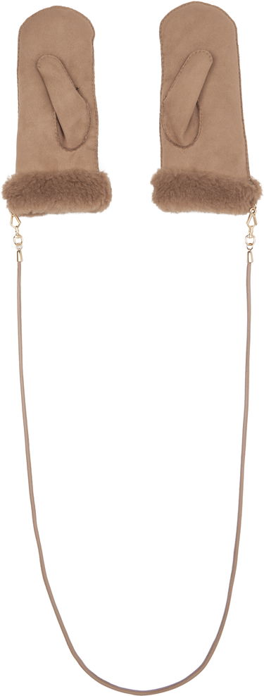 Käsineet Max Mara Shearling Mittens with Cord Beige | 2524566092600, 1