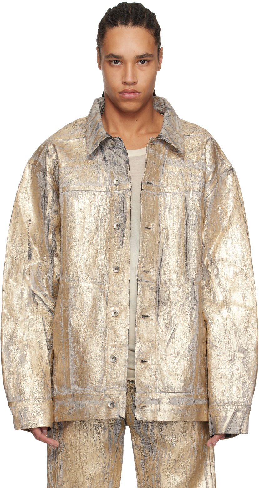 Takki Rick Owens Rick Owens DRKSHDW Hollywood Jumbo Worker Denim Jacket Metallinen | DU01E3761 GMC