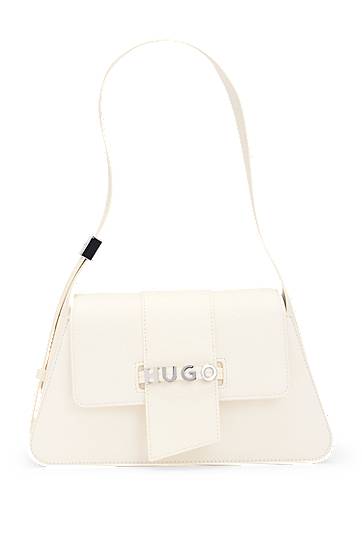 Olkalaukku BOSS HUGO Faux-Leather Shoulder Bag with Logo Hardware Valkoinen | 50541806