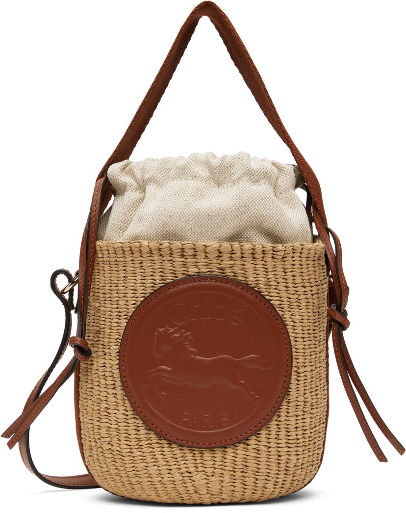 Käsilaukku CHLOÉ Chloé Small Horse Medal Basket Bag Beige | CHC25SS592O82