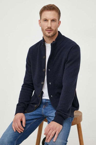 Villapaita Barbour Wool Button-Up Cardigan Tummansininen | MKN0731, 0