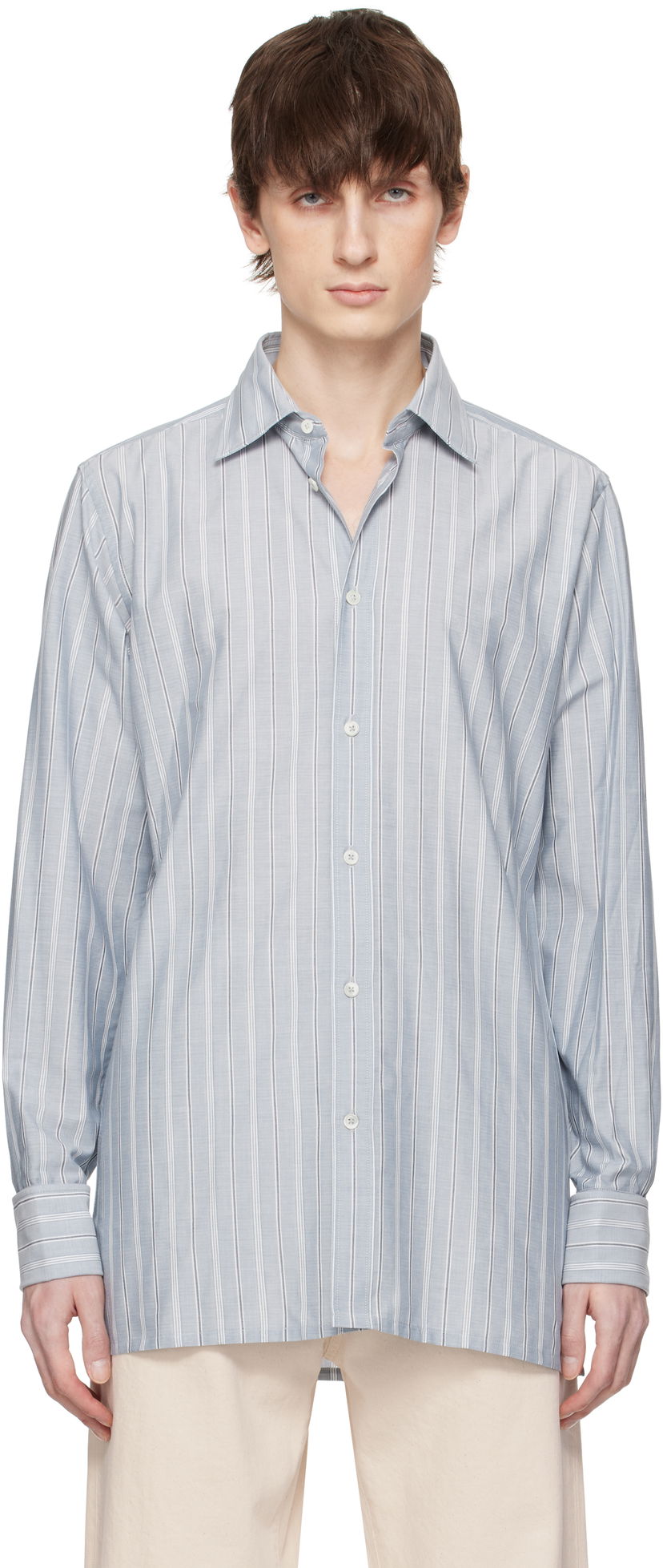 Paita Maison Margiela Maison Margiela Striped Long-Sleeved Shirt Sininen | S50DT0048 M35281