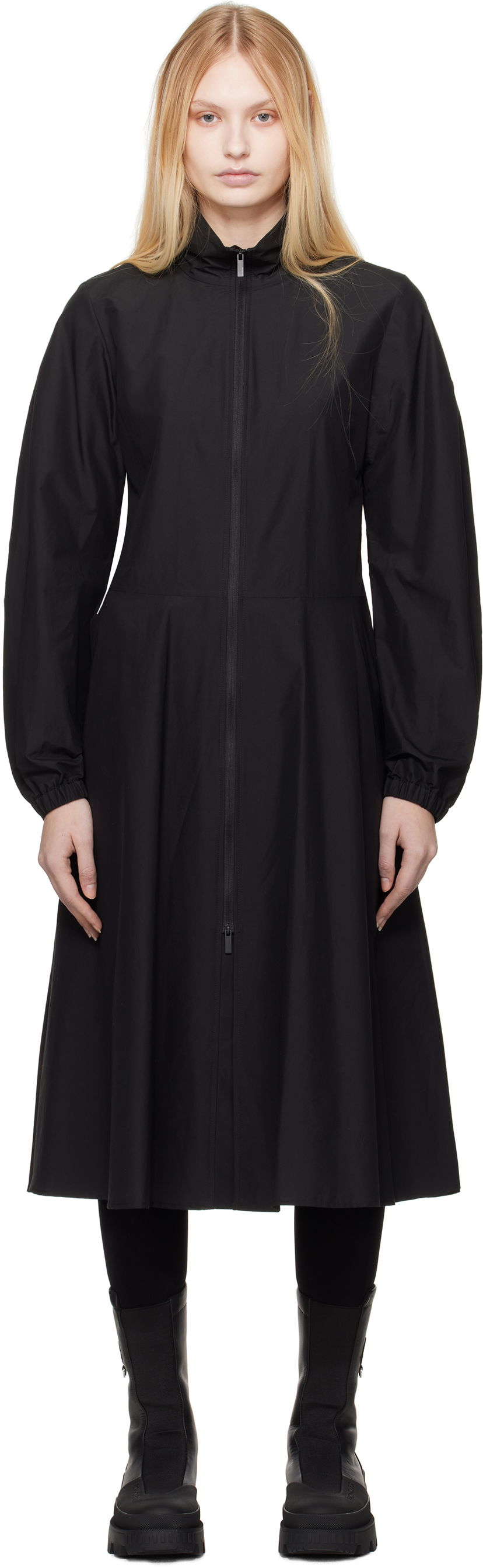 Mekko Moncler Moncler Front Zip Midi Dress Musta | K10932G000065977X
