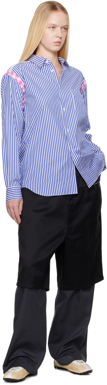 Paita Comme des Garçons Comme des Garçons Striped Gingham Trim Shirt Sininen | FO-B020-S25, 3
