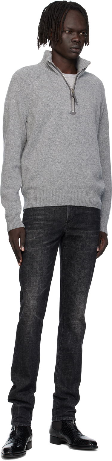 Villapaita Tom Ford TOM FORD Lambswool & Cashmere Half-Zip Sweater Harmaa | KFL004-YMW106, 3