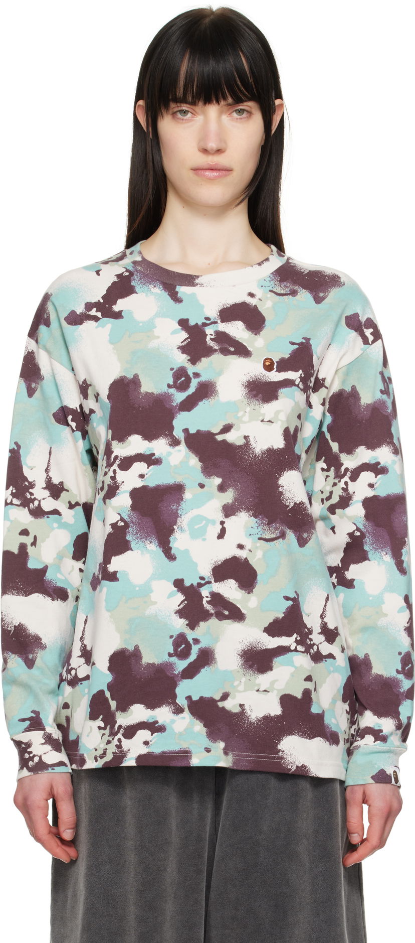 T-paita BAPE A Bathing Ape Map Camo Long Sleeve T-Shirt Monivärinen | 001LTL302001L