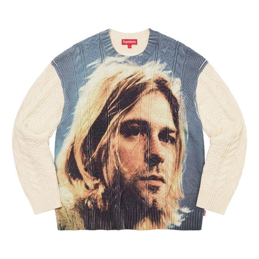 Villapaita Supreme Cobain Portrait Knit Sweater Valkoinen | SUP-SS23-247