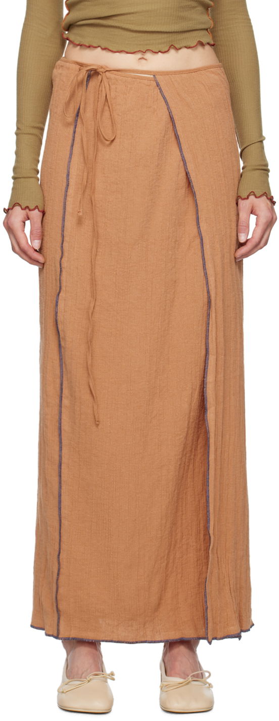 Hame Baserange Maxi Skirt with Front Slits Beige | SKSKW-CL-AU24