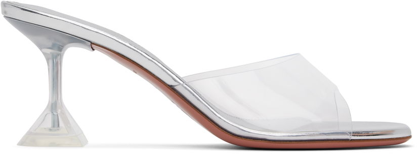 Kengänhoito Amina Muaddi Amina Muaddi Lupita Glass Slipper 70 Heeled Sandals Metallinen | LUPITA GLASS SLIPPER 70 PVC