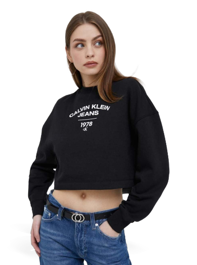 Huppari CALVIN KLEIN University Cropped Sweatshirt With Logo Musta | J20J221334