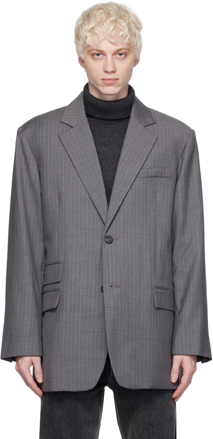 Takki Helmut Lang Oversized Pinstripe Blazer Harmaa | N09HM104