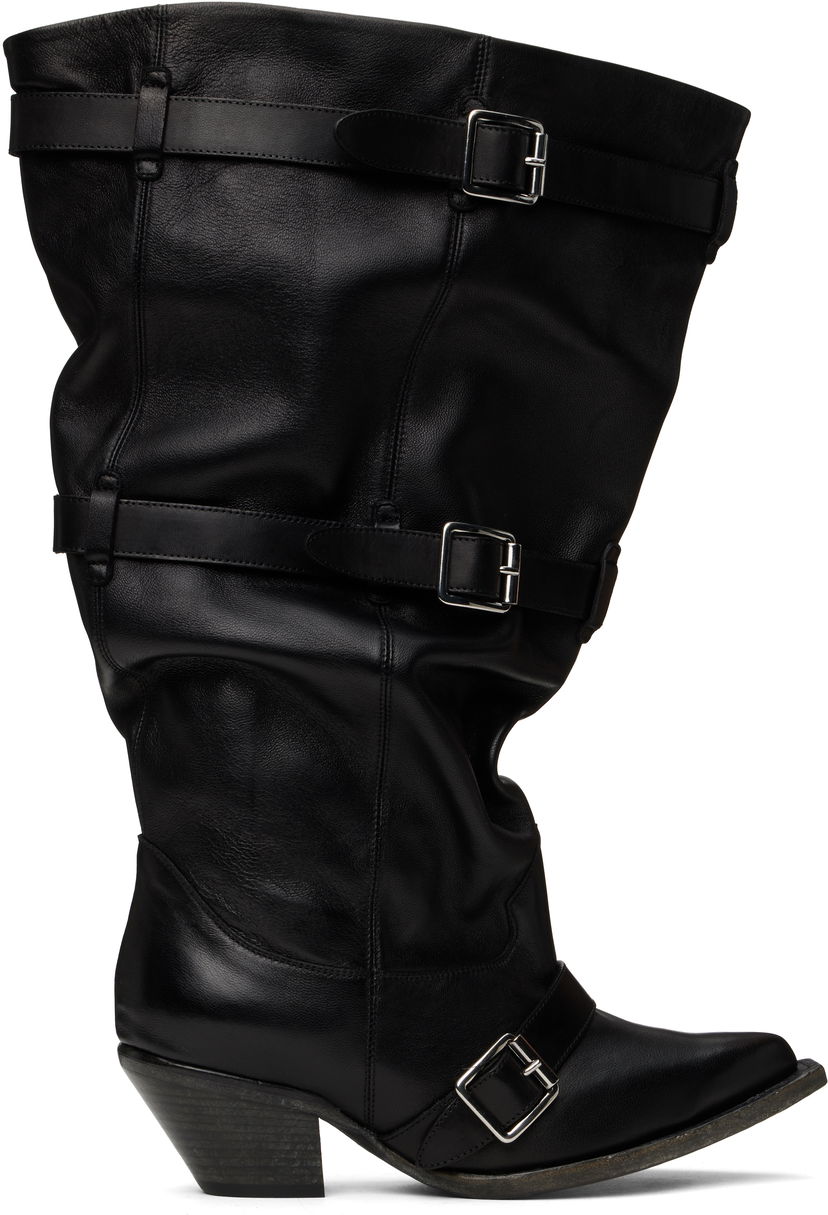 Kengänhoito R13 R13 Buckled Slouch Cowboy Boots Musta | R13WS114-S153A