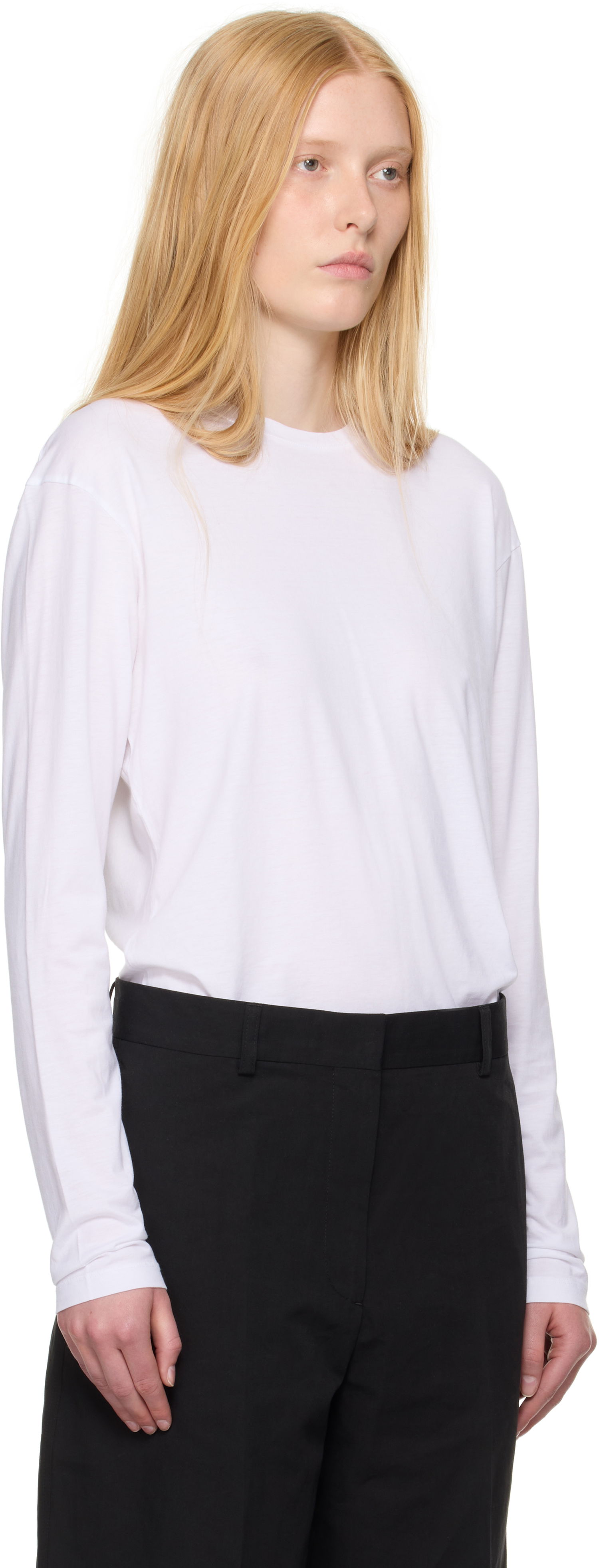 T-paita TOTEME TOTEME Classic Long Sleeve T-Shirt Valkoinen | 253-WRT0588-FB0419, 1