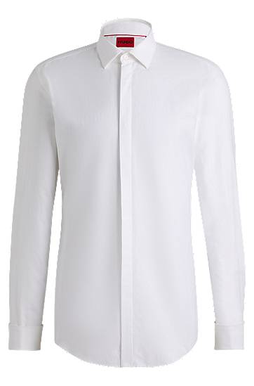Paita BOSS Slim-Fit Cotton Blend Shirt Valkoinen | 50539770
