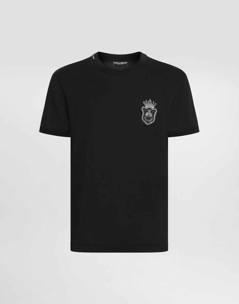 T-paita Dolce & Gabbana Cotton T-Shirt With Patch Musta | G8PV1ZG7O4CN0000