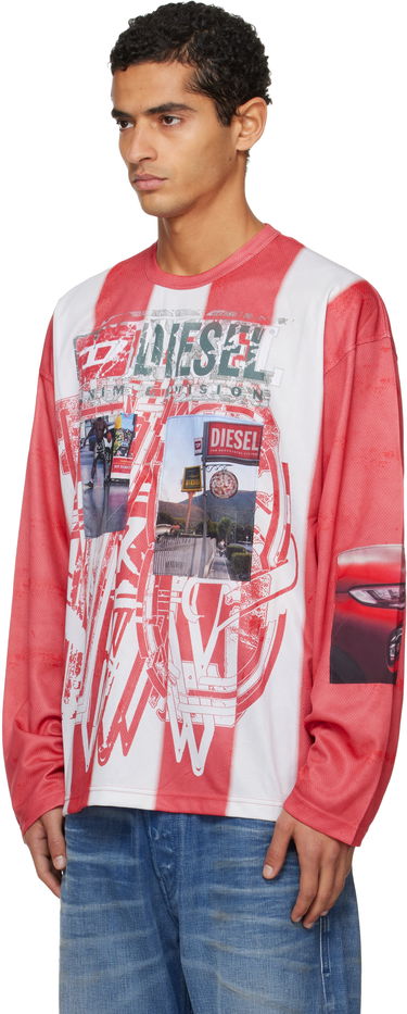 T-paita Diesel T-Ruby Striped Graphic Long Sleeve T-Shirt Monivärinen | A19539-0LKCC-42AA, 3
