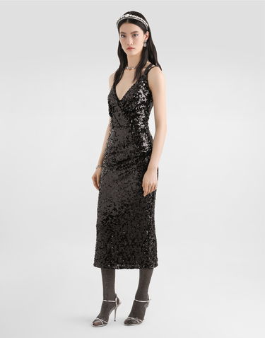 Mekko Dolce & Gabbana Sequined Dress Collection Musta | F6H7MTHLMZMN0000, 1