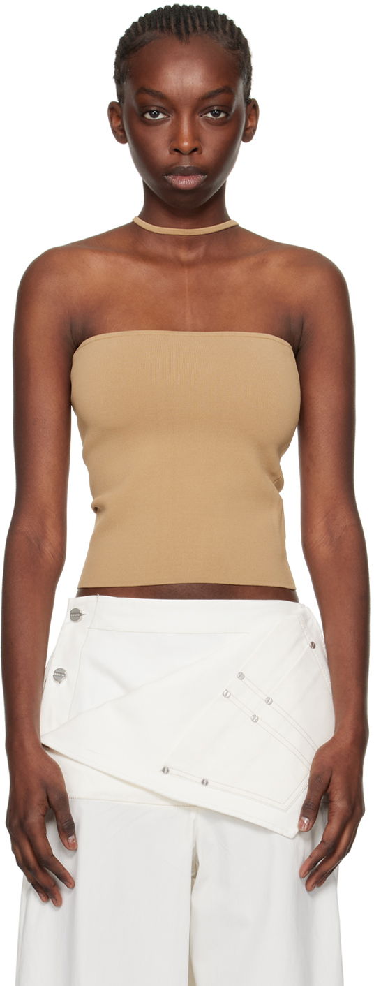 Tankkitoppi Dion Lee Dion Lee Reverse Halter Tank Top Beige | C7272SS24
