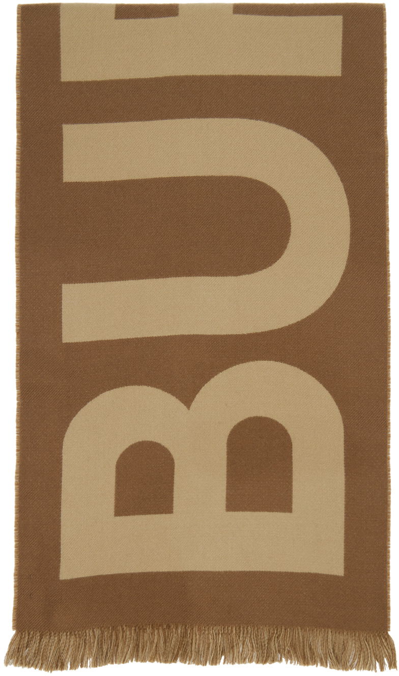 Huivi Burberry Jacquard Logo Scarf Brown & Beige Ruskea | 8057148