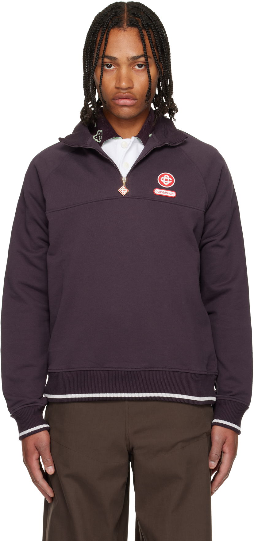Huppari Casablanca Quarter Zip Laurel Sweatshirt Violetti | M-AW25-JTP-419-01