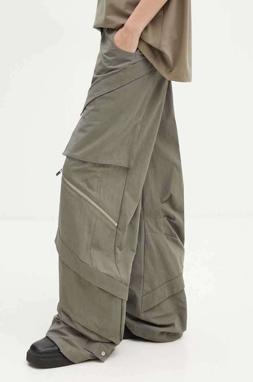 Cargo housut HELIOT EMIL Wide High-Waisted Cargo Pants Vihreä | HE.W.10.149.DG23