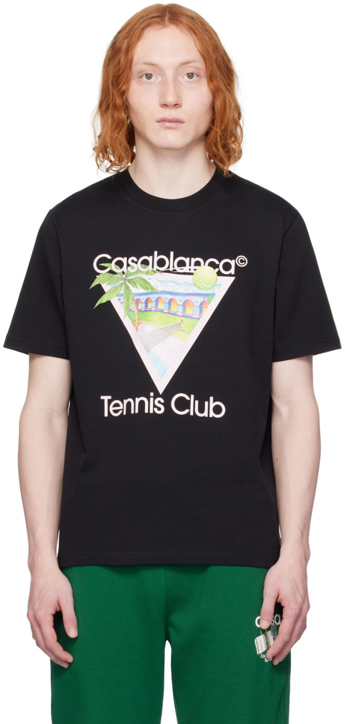T-paita Casablanca SSENSE x 'Tennis Club' Icon T-Shirt Musta | MPS24-JTS-001-12