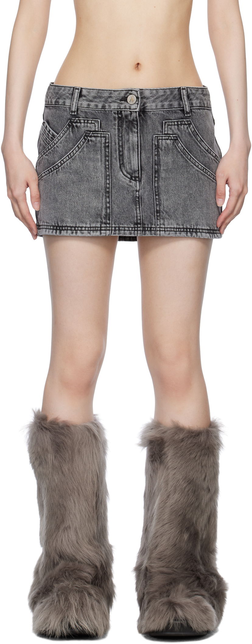 Hame The Attico The Attico Faded Denim Miniskirt Harmaa | 250WCR00137 DDD104AA