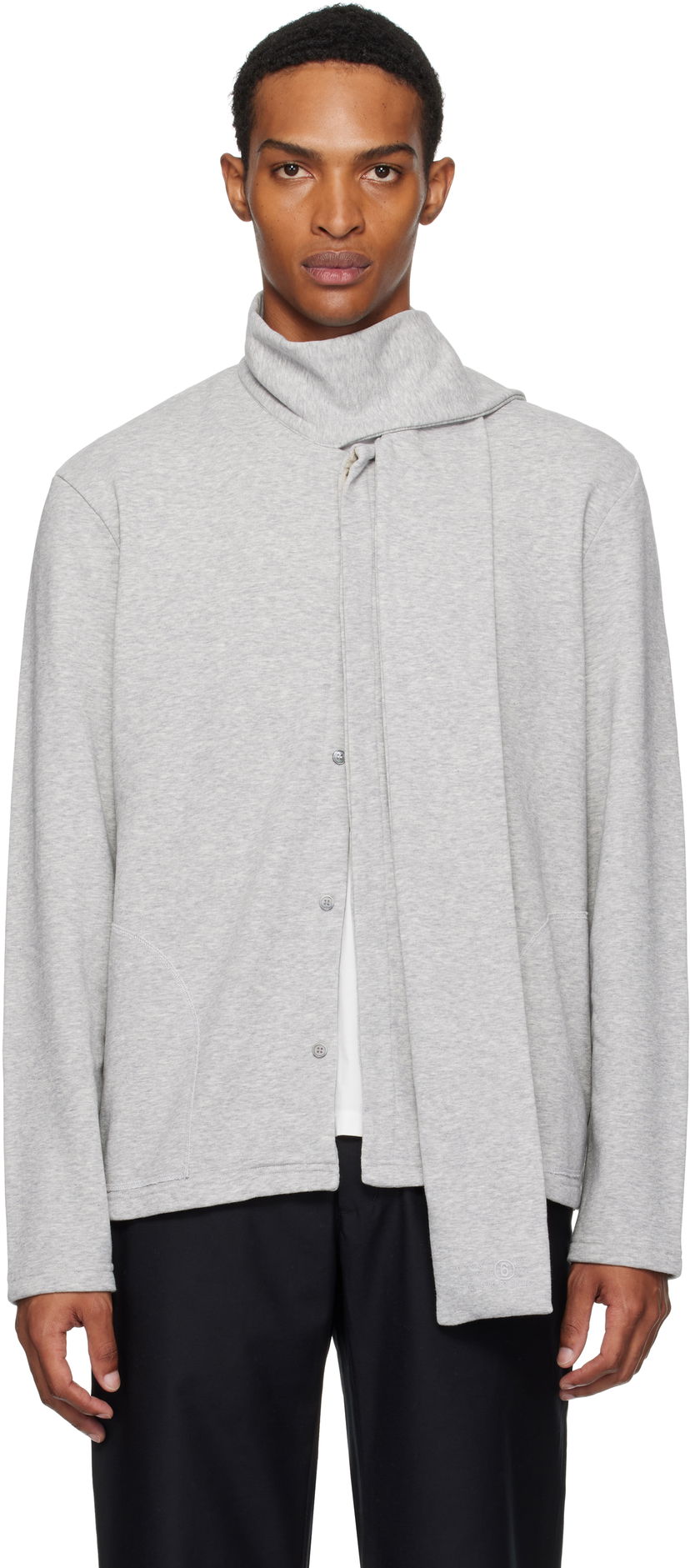 Huppari Maison Margiela MM6 Maison Margiela Long Sleeve Sweatshirt with Attached Scarf Harmaa | SH0NH0015 M25013