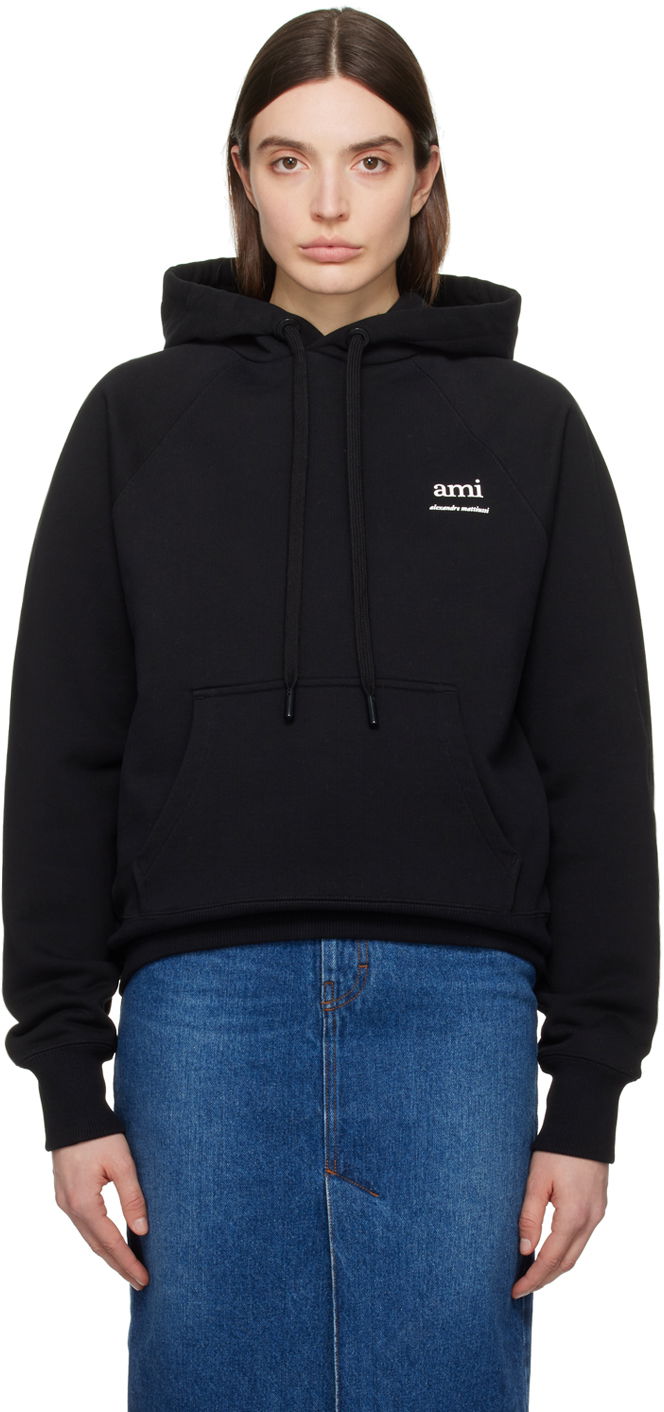 Huppari AMI Paris Raglan Hoodie Musta | USW224.747