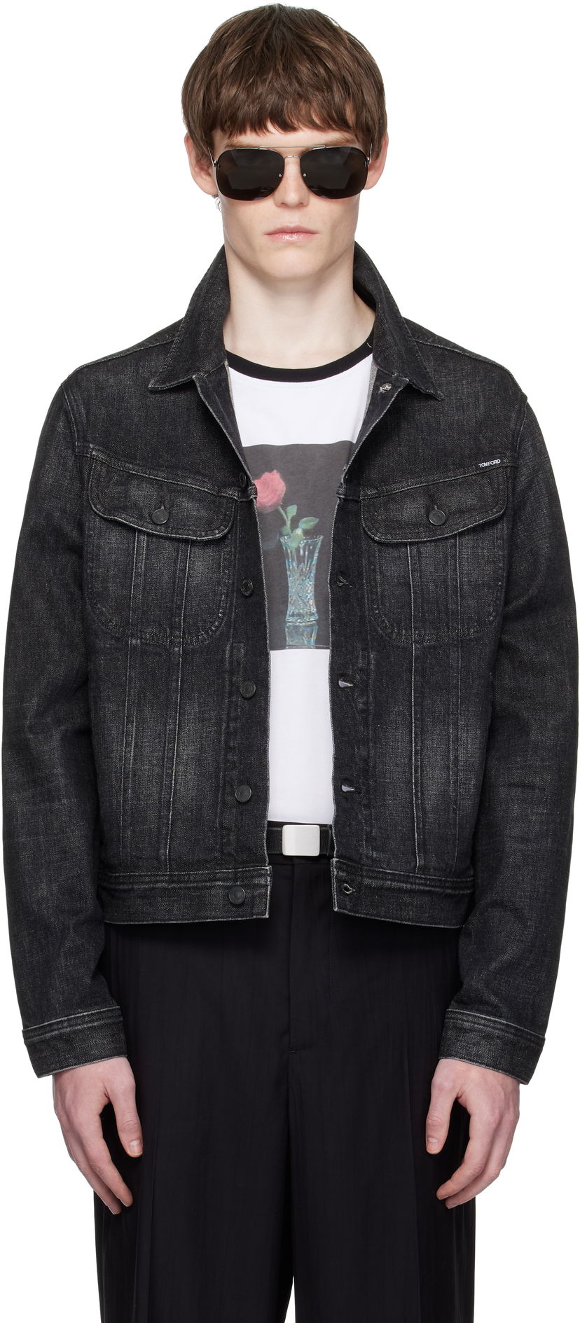 Takki Tom Ford TOM FORD Icon Selvedge Denim Jacket Musta | DJI001-DMC076