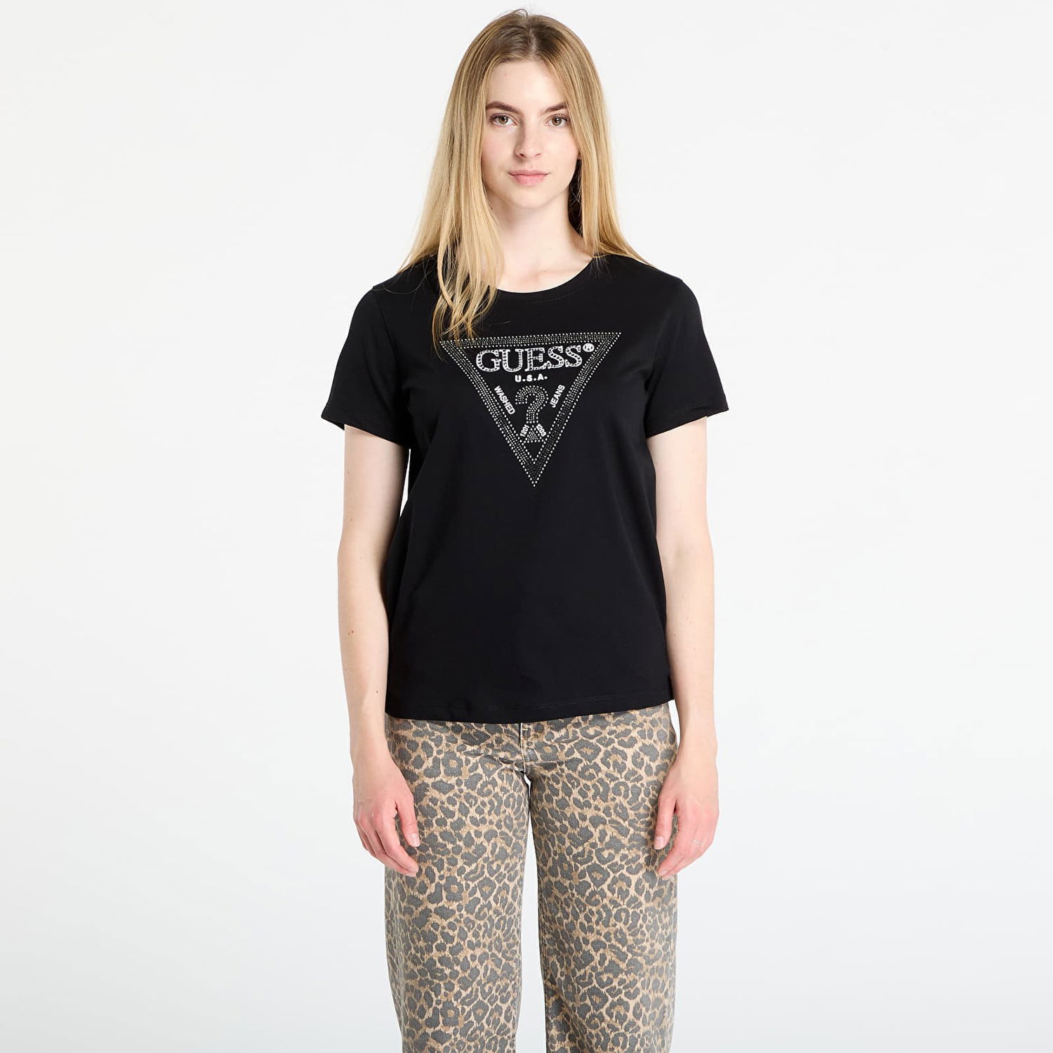 T-paita GUESS GUESS Krystal Triangle Tee Musta | W5BI18I3Z14-JBLK, 0