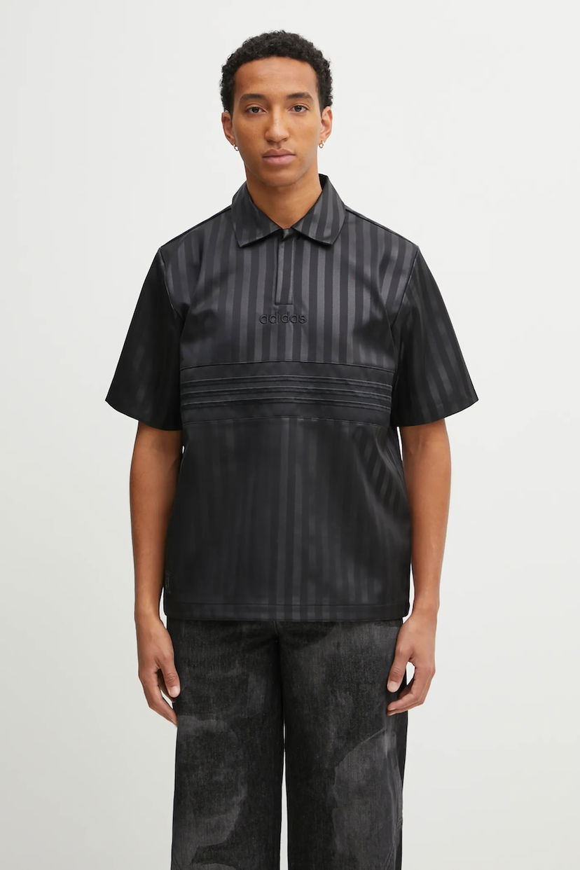 Poolopaita adidas Originals Originals Striped Satin Jersey Polo Shirt Musta | JV7586