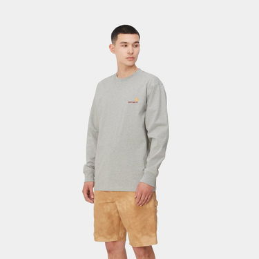 T-paita Carhartt WIP L/S American Script T-Shirt "Grey Heather" Harmaa | I029955_V6_XX, 0