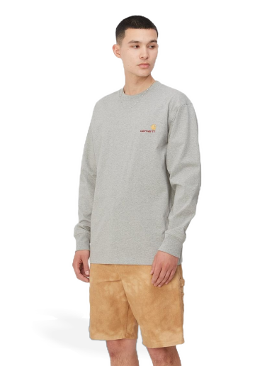 T-paita Carhartt WIP L/S American Script T-Shirt "Grey Heather" Harmaa | I029955_V6_XX