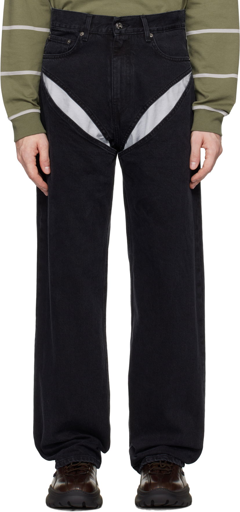 Jeans Y/PROJECT Black Cut Out Jeans Musta | 207PA006