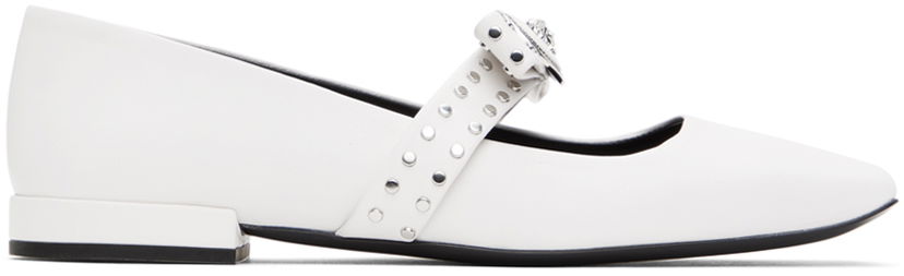 Vaatteet Versace Versace Gianni Ribbon Studded Ballerina Flats Valkoinen | 1016073_1A01006_1W00P