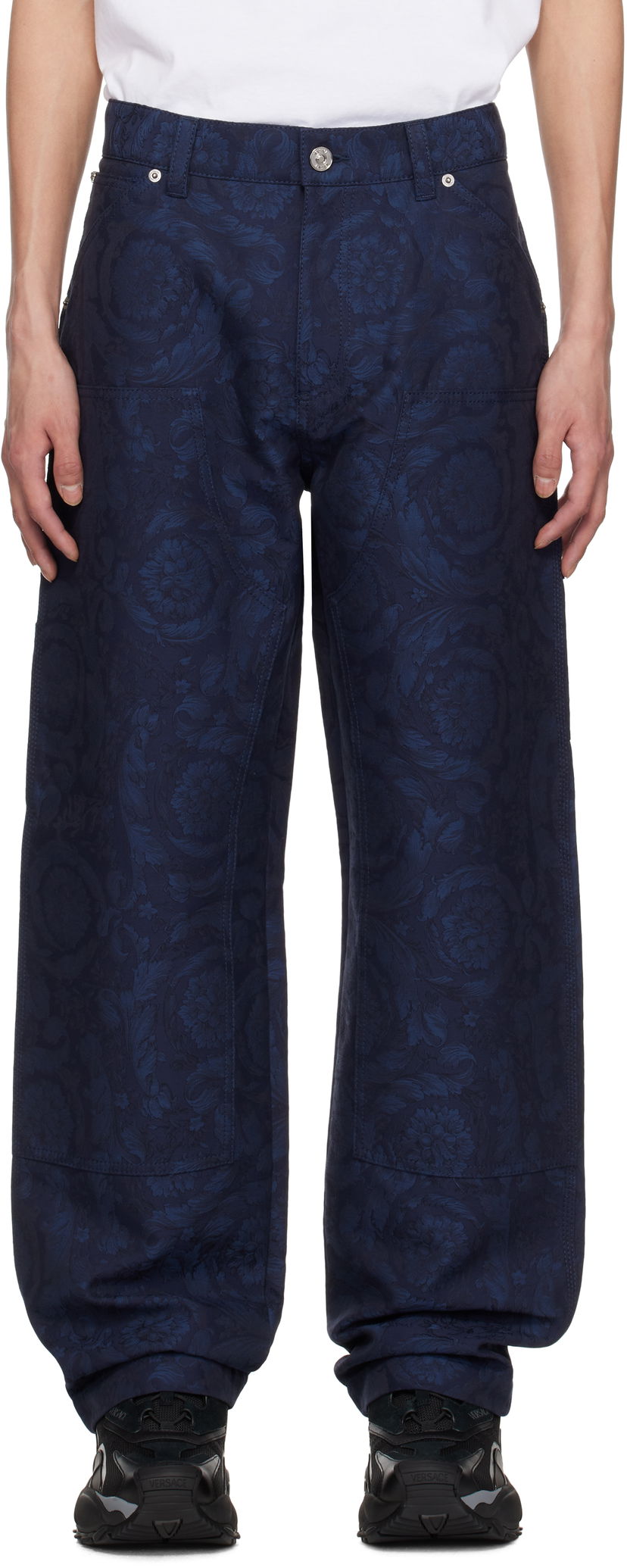 Jeans Versace Versace Barocco Jacquard Carpenter Trousers Sininen | 1018885_1A09781