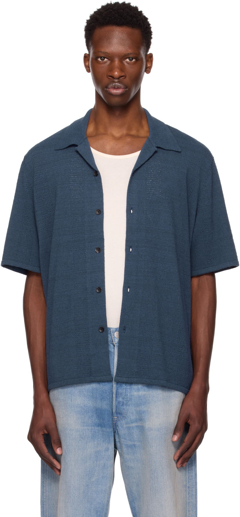 Paita rag & bone Rag & Bone Avery Zuma Knitted Shirt Sininen | MBS25P020NC20