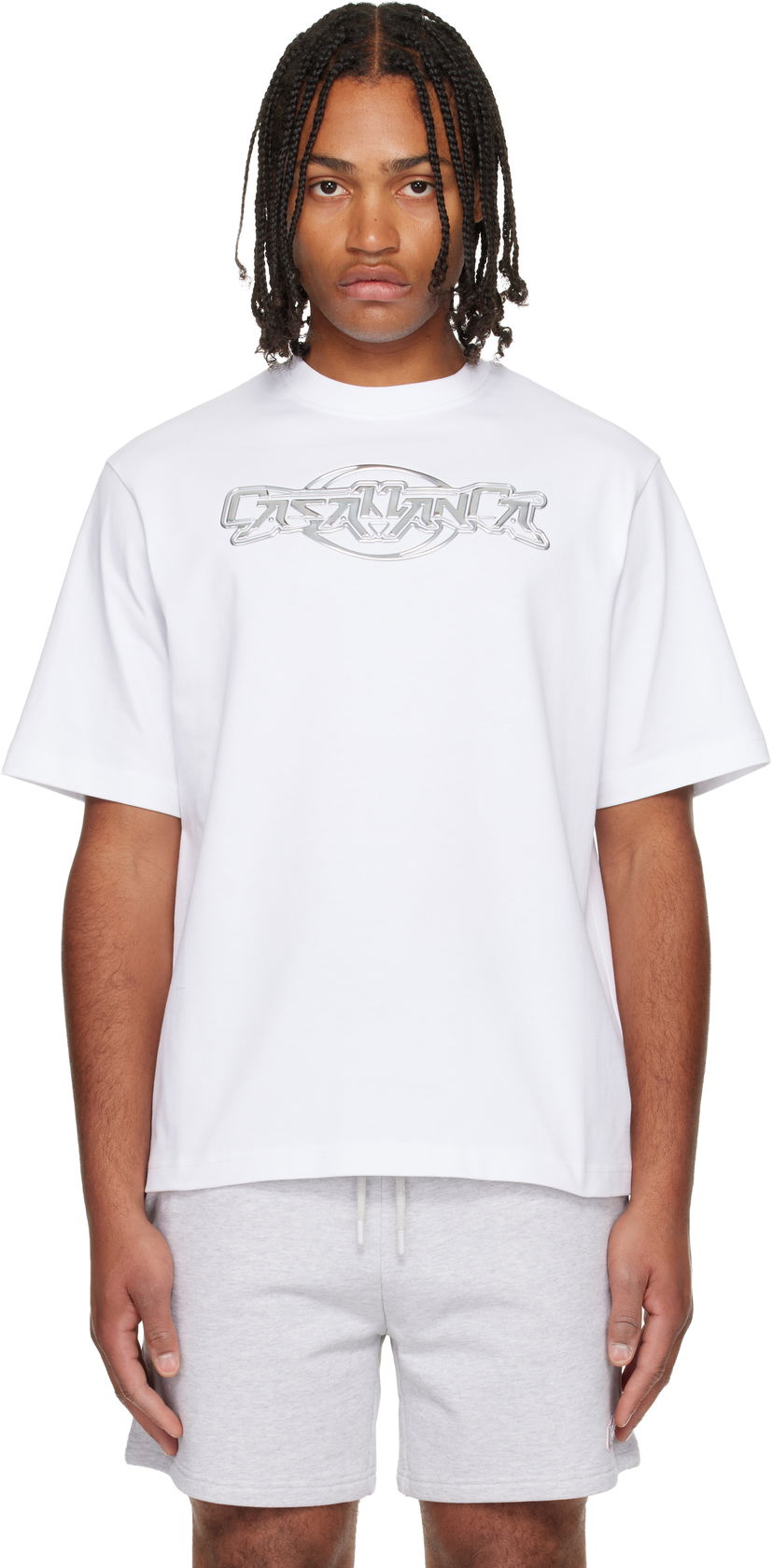 T-paita Casablanca 'Casablanca' Chrome Oversized Short Sleeve T-shirt Valkoinen | M-AW25-JTS-044-06